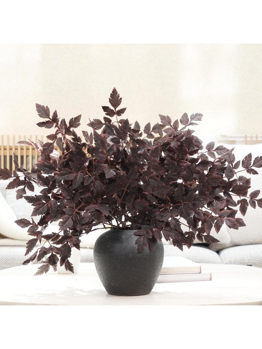 6 Pack Faux Plum Leaves Sprays - 24" Fall Floral Stems for Home Decor